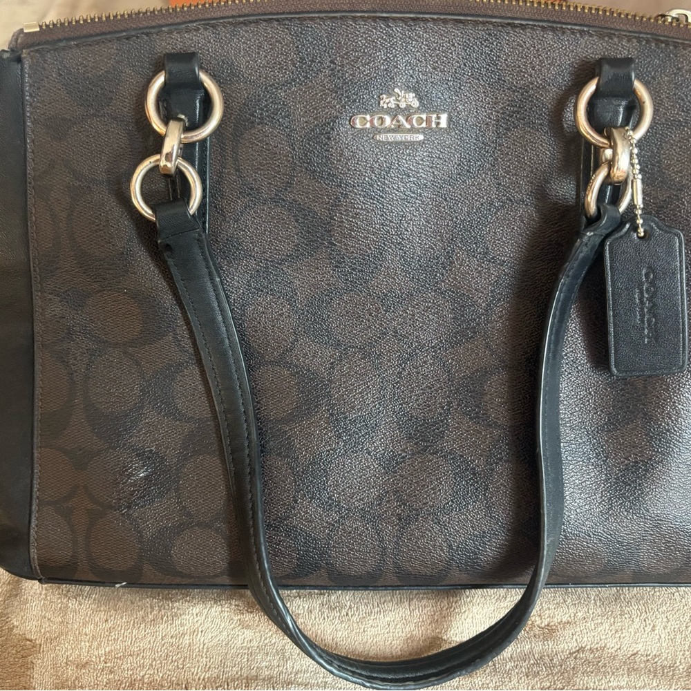 Coach Black and Brown Signature Satchel